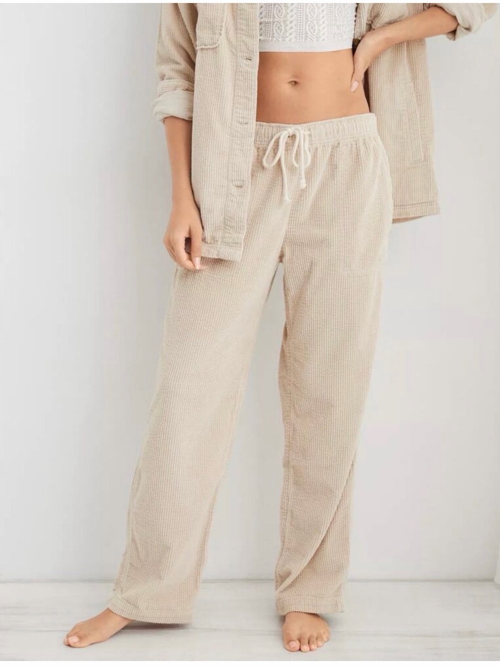 Aerie Wide LegCorduroy Drawstring Pants Size L
